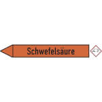 Rohrleitungspfeil linksweisend mit GHS-Symbol Schwefelsäure