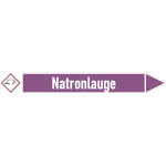 Rohrleitungspfeil rechtsweisend mit GHS-Symbol Natronlauge