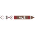 Rohrleitungspfeil rechtsweisend mit GHS-Symbol Heizöl