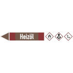 Rohrleitungspfeil linksweisend mit GHS-Symbol Heizöl