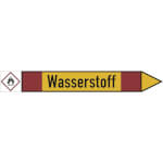 Rohrleitungspfeil rechtsweisend mit GHS-Symbol Wasserstoff