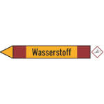 Rohrleitungspfeil linksweisend mit GHS-Symbol Wasserstoff