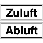 Hinweisschild zur Betriebskennzeichnung Zuluft / Abluft, 1 VE = 2 Schilder