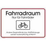Hinweisschild zur Grundbesitzkennzeichnung Fahrradraum - Nur für Fahrräder