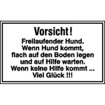 Hinweisschild - Grundbesitzkennzeichnung Vorsicht! Freilaufender Hund.