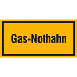 Hinweisschild zur Betriebskennzeichnung Gas-Nothahn
