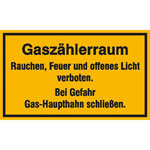 Hinweisschild zur Betriebskennzeichnung Gaszählerraum