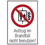 Verbots-Kombischild - nachleuchtend Aufzug im Brandfall nicht benutzen