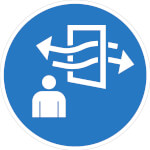 Gebotsschild Vor und während des Betretens lüften