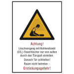 Warn-Kombischild Achtung! Löschvorgang mit Kohlendioxid (CO2)-Feuerlöscher