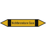 Pfeilschild - Rohrleitungskennzeichnung Gruppe 5, Nichtbrennbare Gase, (schwarz, gelb, schwarz),
