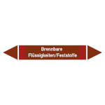Rohrleitungskennzeichnung / Pfeilschild Gruppe 8, Brennbare Flüssigkeiten, (rot, braun, rot),