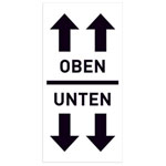 Verpackungsetiketten Text: unten / oben