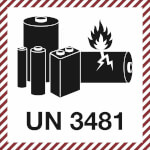 Verpackungsetikett UN 3481 für Lithium-Ionen-Batterien mit oder in Ausrüstungen verpackt