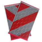 Warnmarkierung rot/weiß, linksweisend