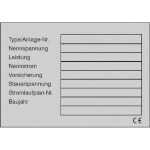 Typen-, Leistungsschild auf Bogen zur Selbstbeschriftung