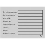 Typen-, Leistungsschild auf Bogen zur Selbstbeschriftung