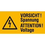 Warn-Kombischild auf Bogen Vorsicht Spannung/ zweisprachig (D / GB)