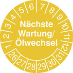 Prüfplakette Nächste Wartung/Ölwechsel in Jahresfarbe