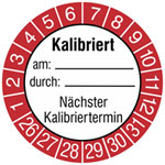 Prüfplakette Kalibriert, Nächster Kalibriertermin weiß/rot/schwarz
