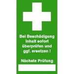 Sicherheitssiegel für Erste Hilfe Koffer Text: Bei Beschädigung Inhalt sofort überprüfen