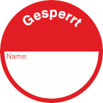 Qualitätskennzeichnungsetiketten Text: Gesperrt