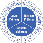 Prüfplakette Qualitätssicherung weiß/blau