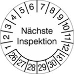 Prüfplakette Nächste Inspektion weiß/schwarz