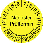 Prüfplakette Nächster Prüftermin gelb/schwarz