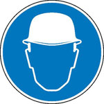 Minisymbole für Betriebsanweisungen auf Bogen Schutzhelm benutzen