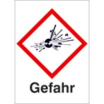 GHS-Gefahrstoffetikett Kombischild mit Text: Gefahr