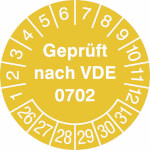 Prüfplakette Geprüft nach VDE 0702 in Jahresfarbe