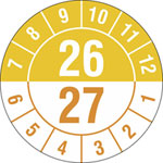 Prüfplakette Halbjahresplakette, jahresübergreifend in Jahresfarbe