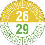 Prüfplakette Jahresplakette mit Prüfzeitraum 3 Jahre in Jahresfarbe