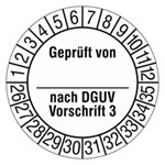 Prüfplakette Geprüft von_ nach DGUV Vorschrift 3