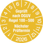 Prüfplakette Geprüft nach DGUV Regel 100-500, Nächster Prüftermin