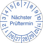 Prüfplakette Nächster Prüftermin weiß/blau