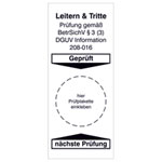 Grundplakette für Leitern und Tritte Prüfung gem. BetrSichV, DGUV