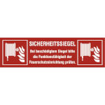 Sicherheitssiegel für Schutzschränke, für Löschschläuche Text: Bei beschädigtem Siegel bitte die Funktionsfähigkeit