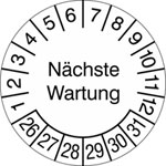 Prüfplakette Nächste Wartung weiß/schwarz