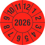 Prüfplakette Jahresplakette 2026 Farbe: rot