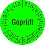 Prüfplakette Geprüft leuchtgrün