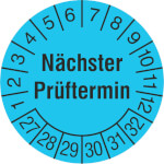 Prüfplakette Nächster Prüftermin in Jahresfarbe