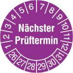 Prüfplakette Nächster Prüftermin violett/weiß