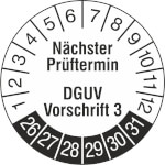 Prüfplakette Nächster Prüftermin DGUV Vorschrift 3