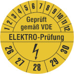 Prüfplakette ELEKTRO-Prüfung Geprüft gemäß VDE signalgelb/schwarz