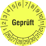 Prüfplakette Geprüft leuchtgelb