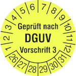 Prüfplakette Geprüft nach DGUV Vorschrift 3 Farbe: leuchtgelb