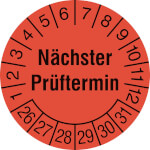 Prüfplakette Nächster Prüftermin leuchtrot