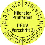 Prüfplakette Nächster Prüftermin DGUV Vorschrift 3 Farbe: leuchtgelb